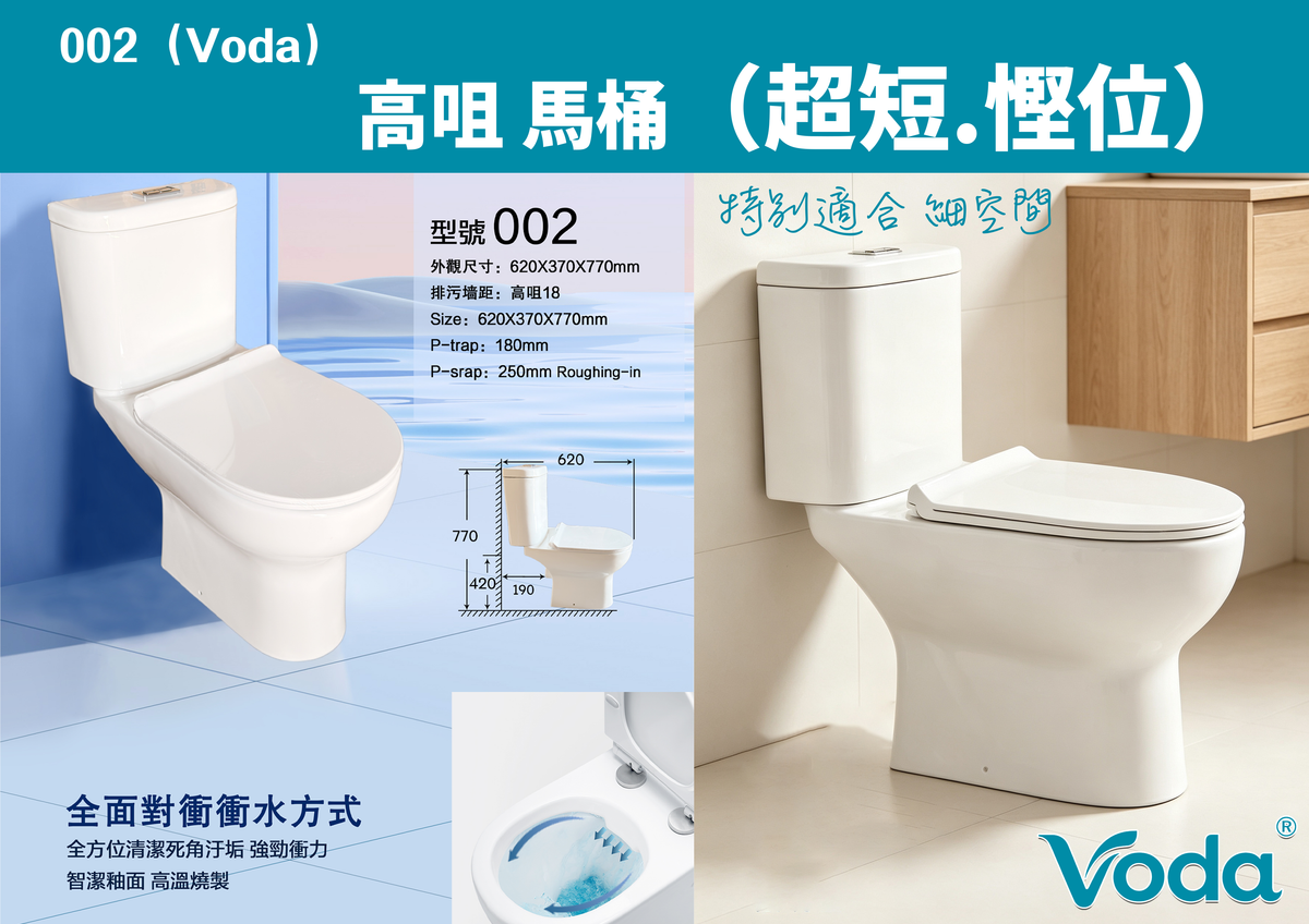 Voda 直沖式高咀座廁（超短慳位）002 Voda