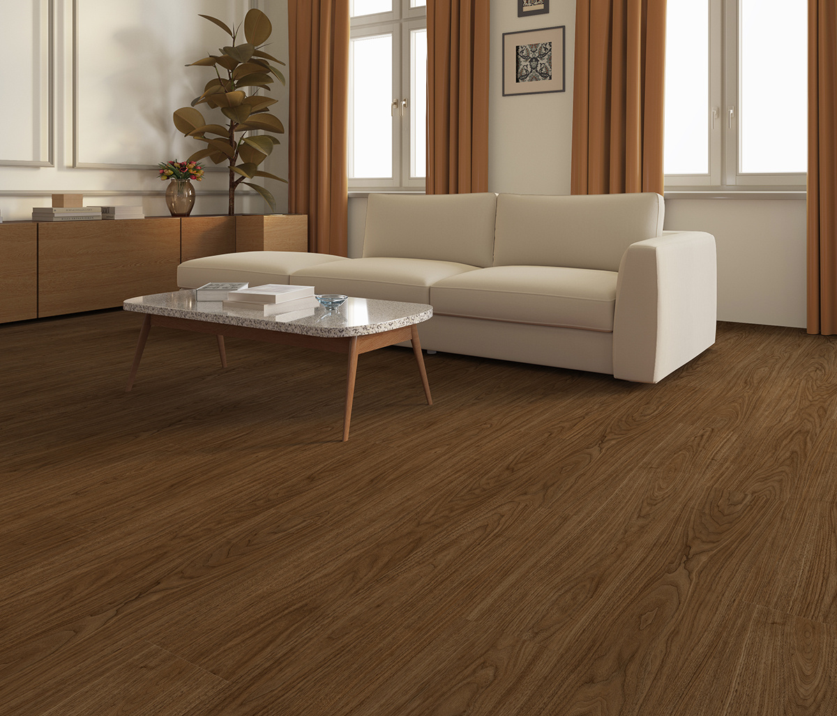 雅韻胡桃-10711 SPC石塑地板 1520*230*10mm