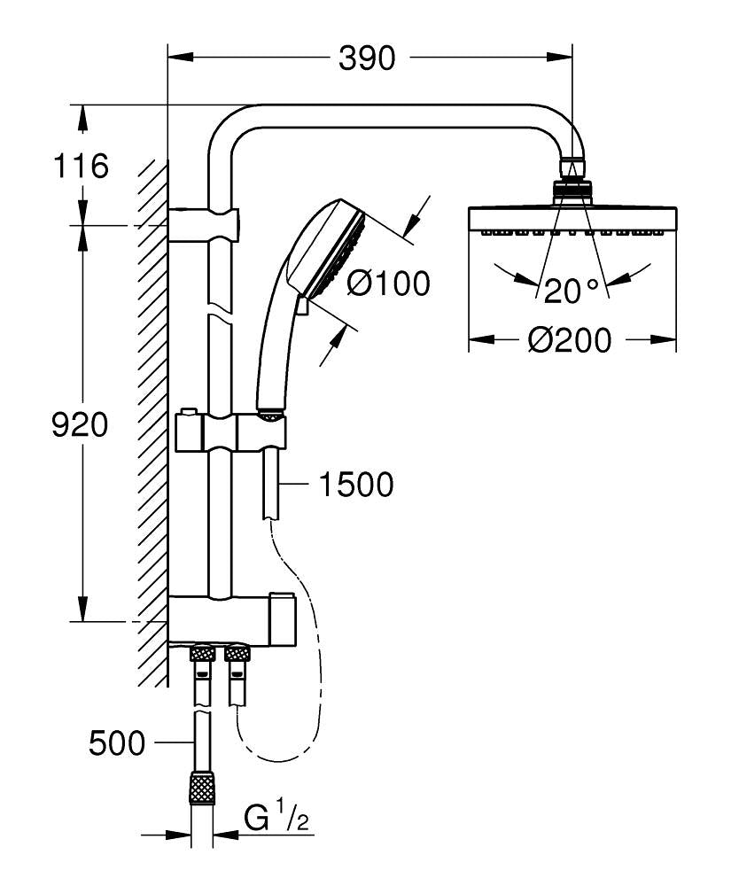 GROHE - NEW TEMPESTA COSMOPOLITAN SYSTEM 200 轉駁式雨水系統