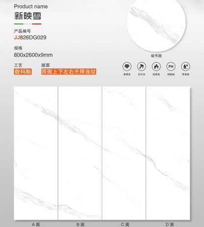 新映雪 啞面 800x2600mm 岩板 JJ826DG029