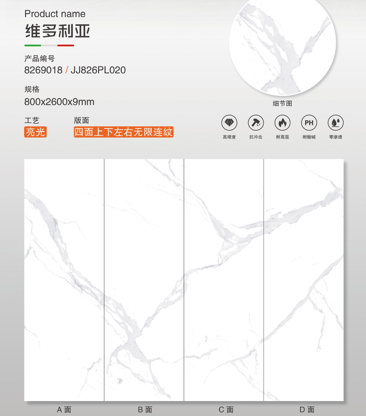 維多利亞 亮面 800x2600mm 岩板  8269018/JJ826PL020