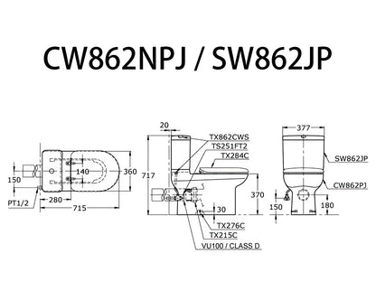 TOTO CW862 直沖式自由咀座廁